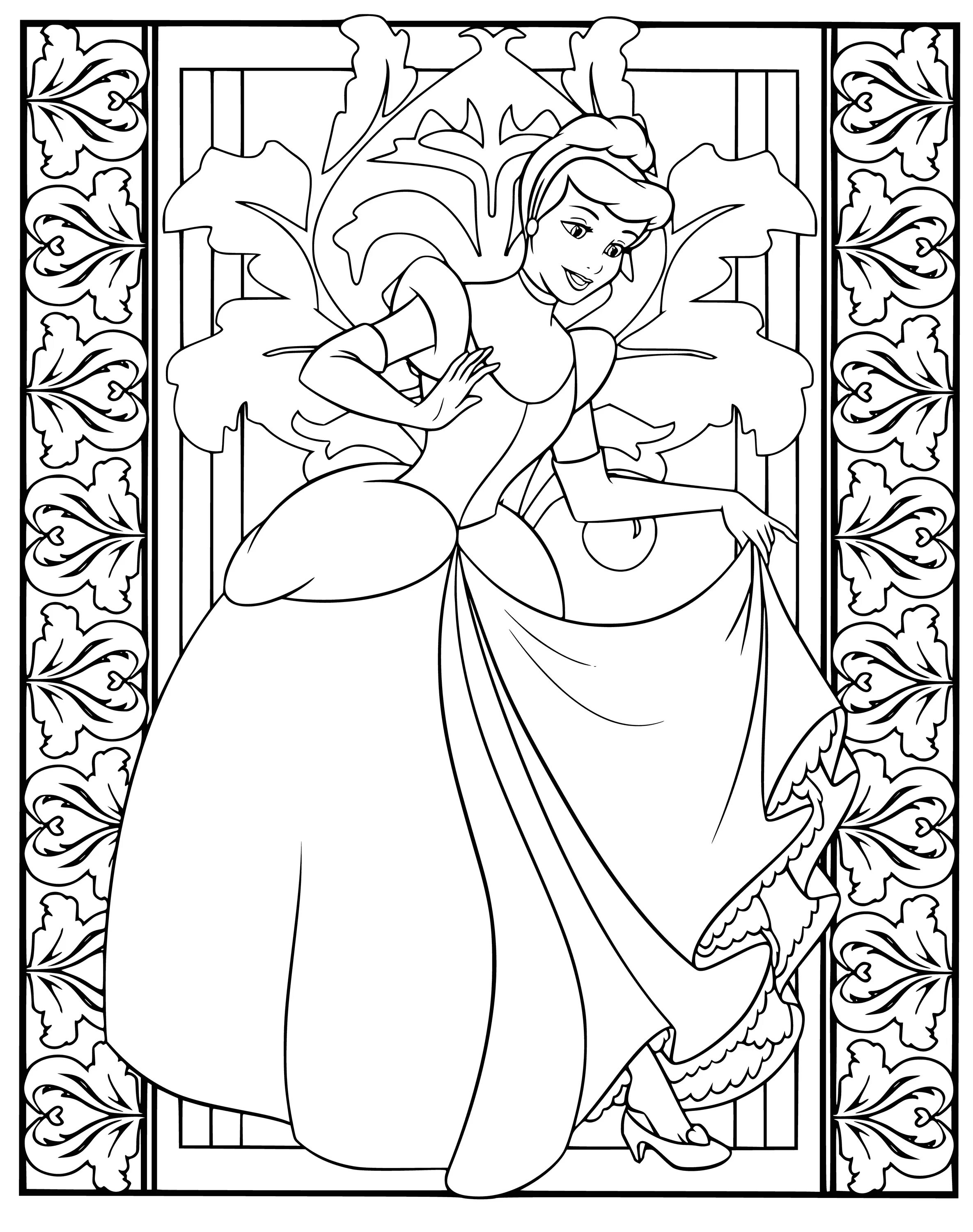 Delighted Cinderella disney coloring page