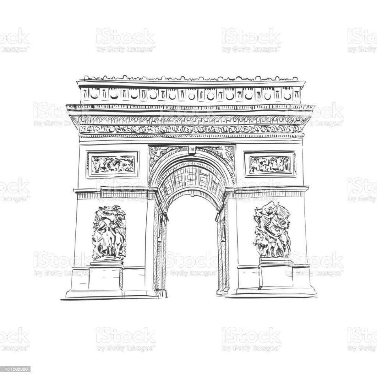 Coloring book monumental triumphal arch