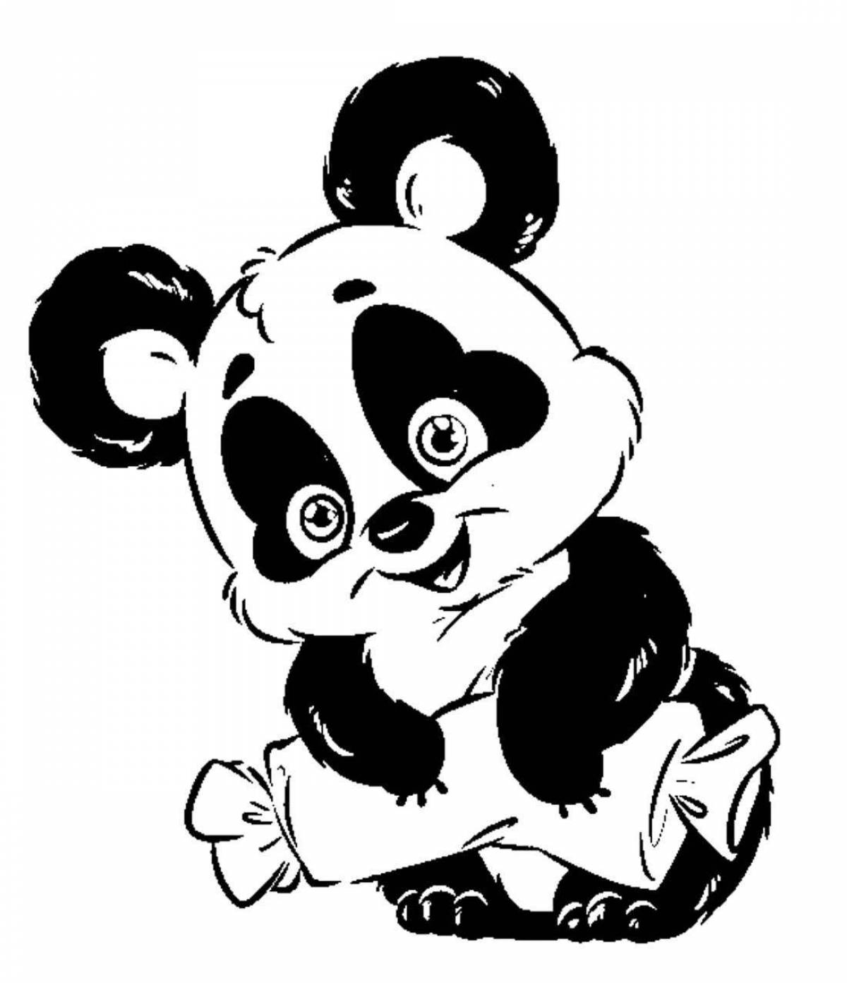 Красочная раскраска медведь панда