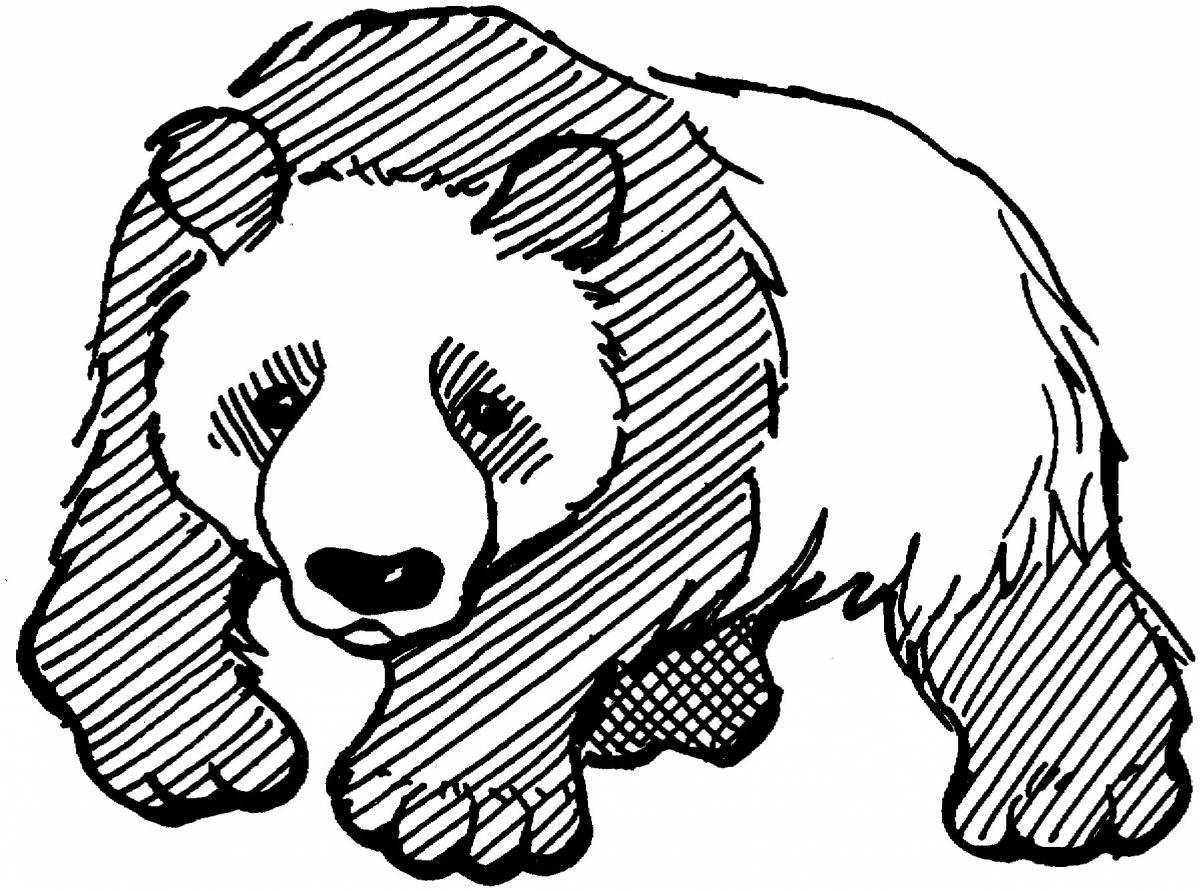 Пушистая раскраска медведь панда