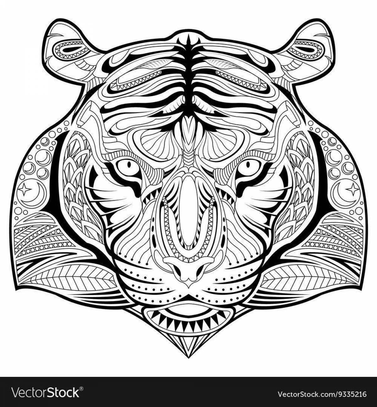 Элегантная раскраска маска тигра