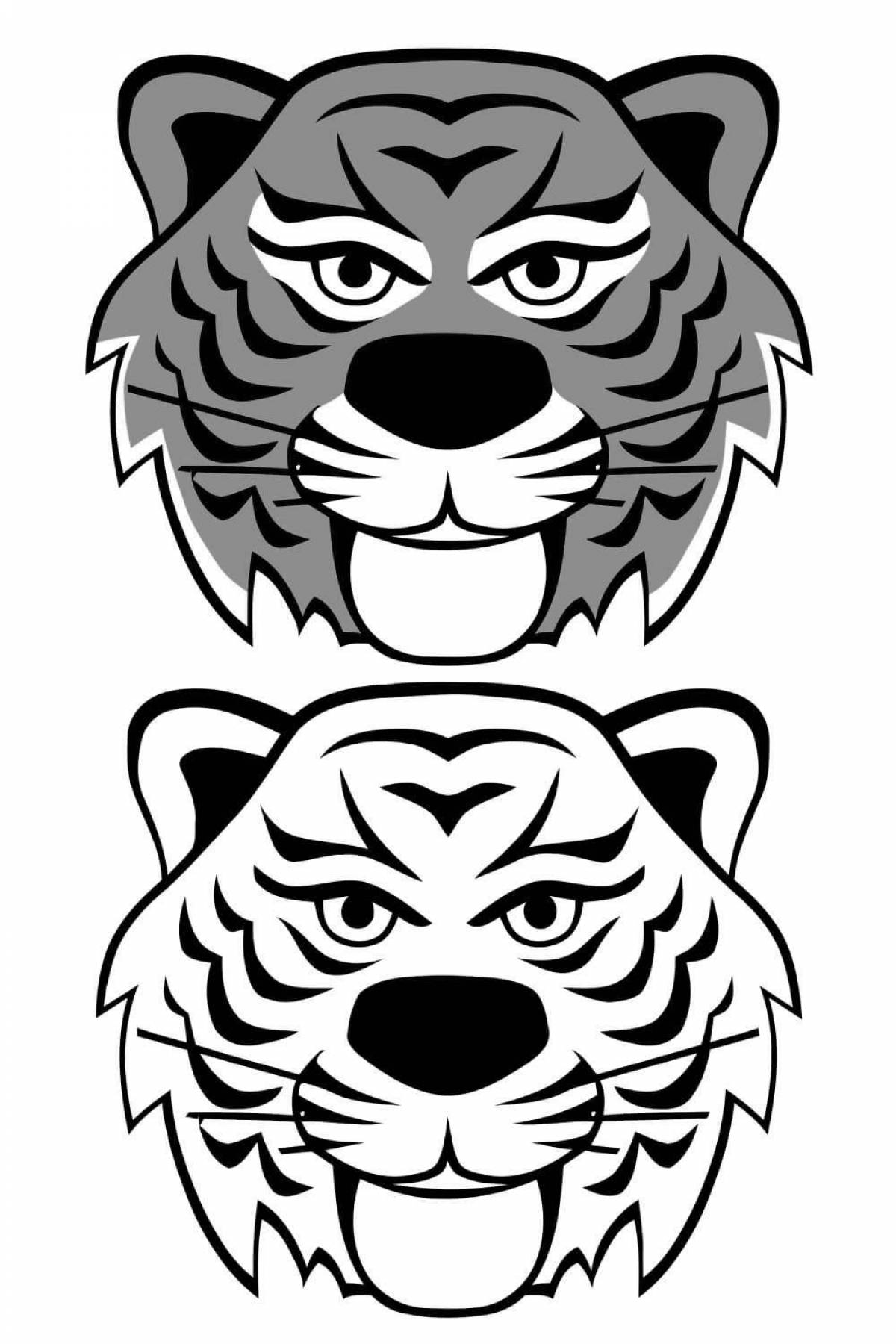 Amazing tiger mask coloring page
