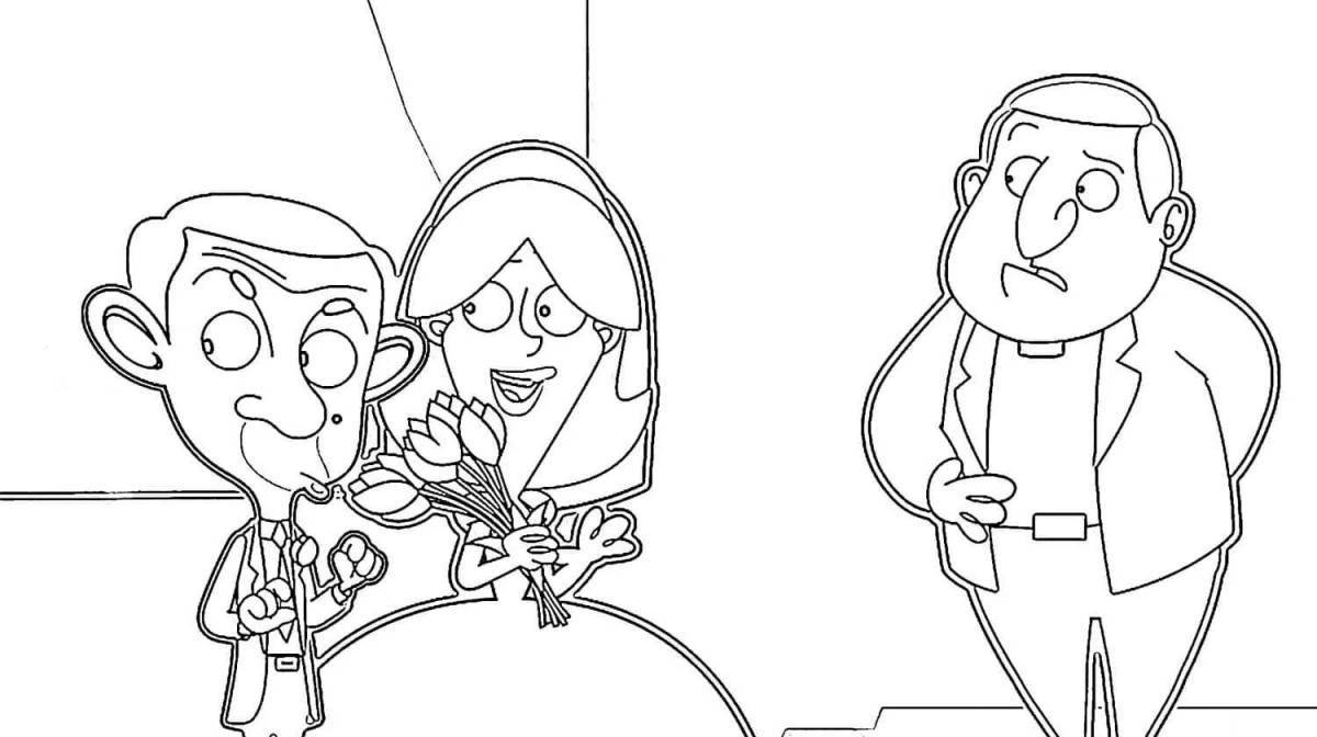 Colorful mr bean coloring page