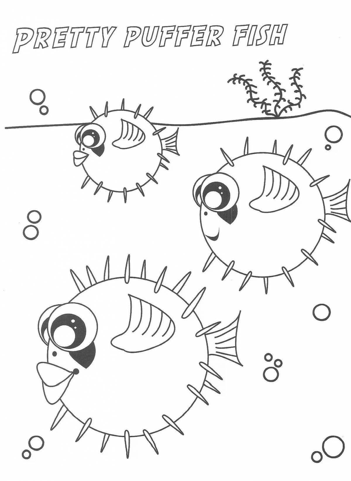 Colorful coloring hedgehog fish