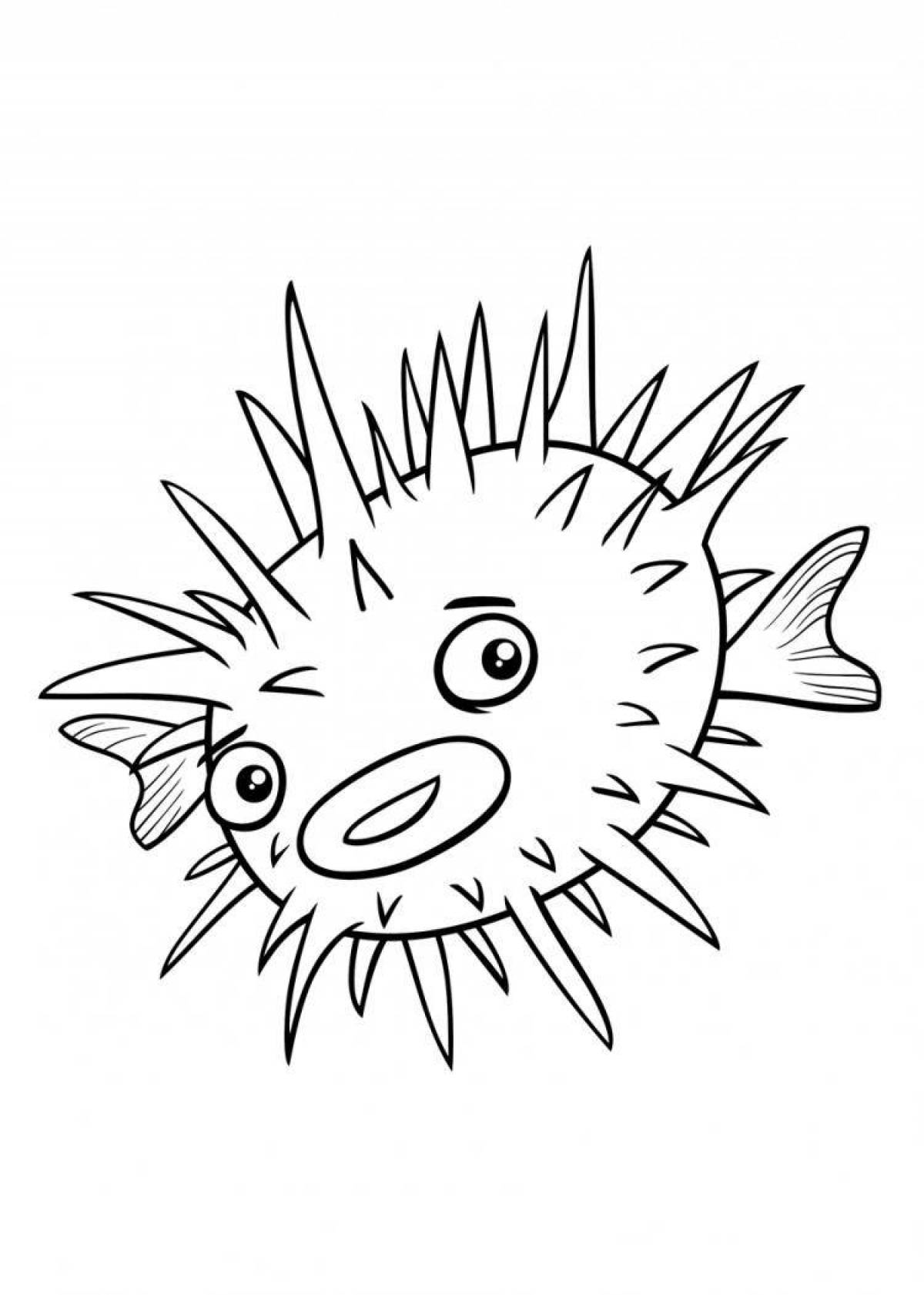 Charming coloring hedgehog fish