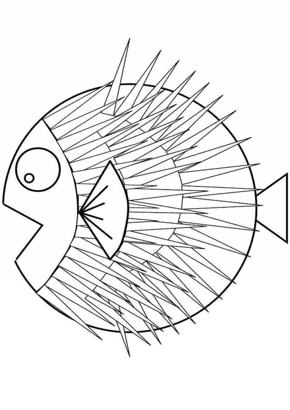 Изысканная раскраска ежик рыбка