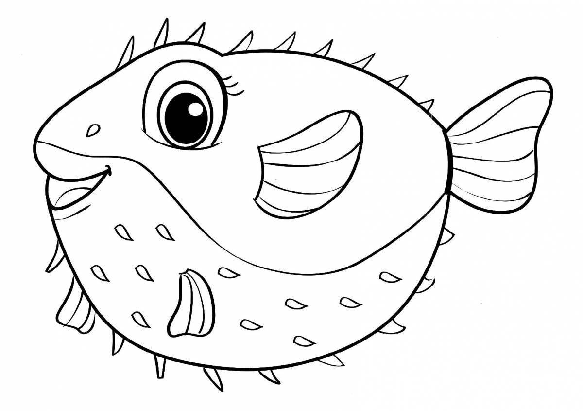 Fun coloring hedgehog fish