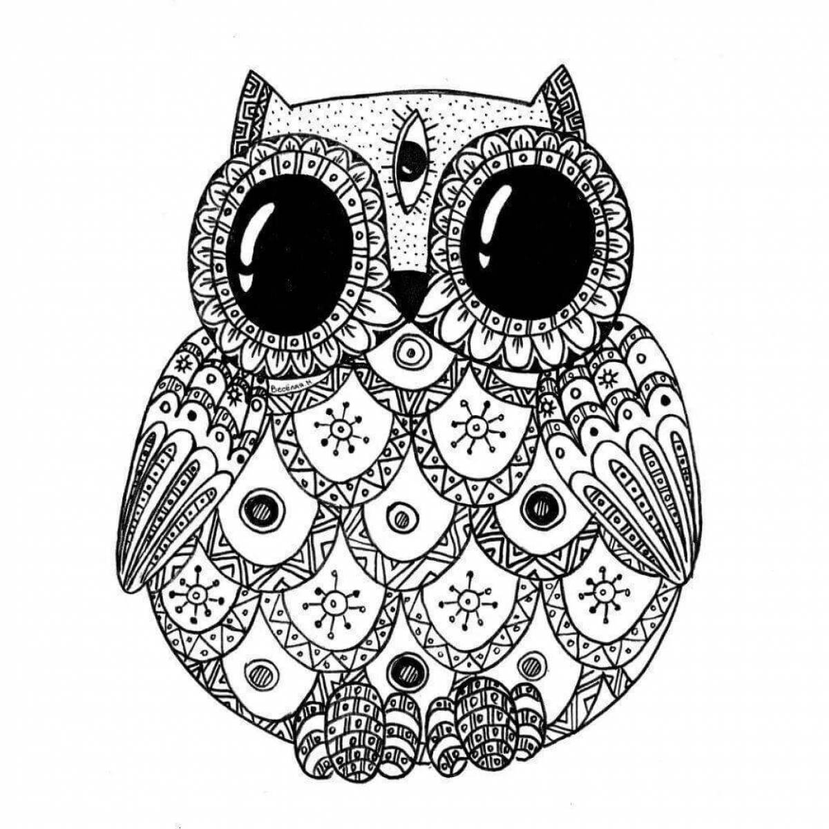 Coloring book adorable anti-stress owls