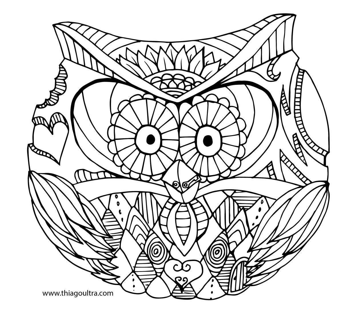 Coloring majestic anti-stress owls