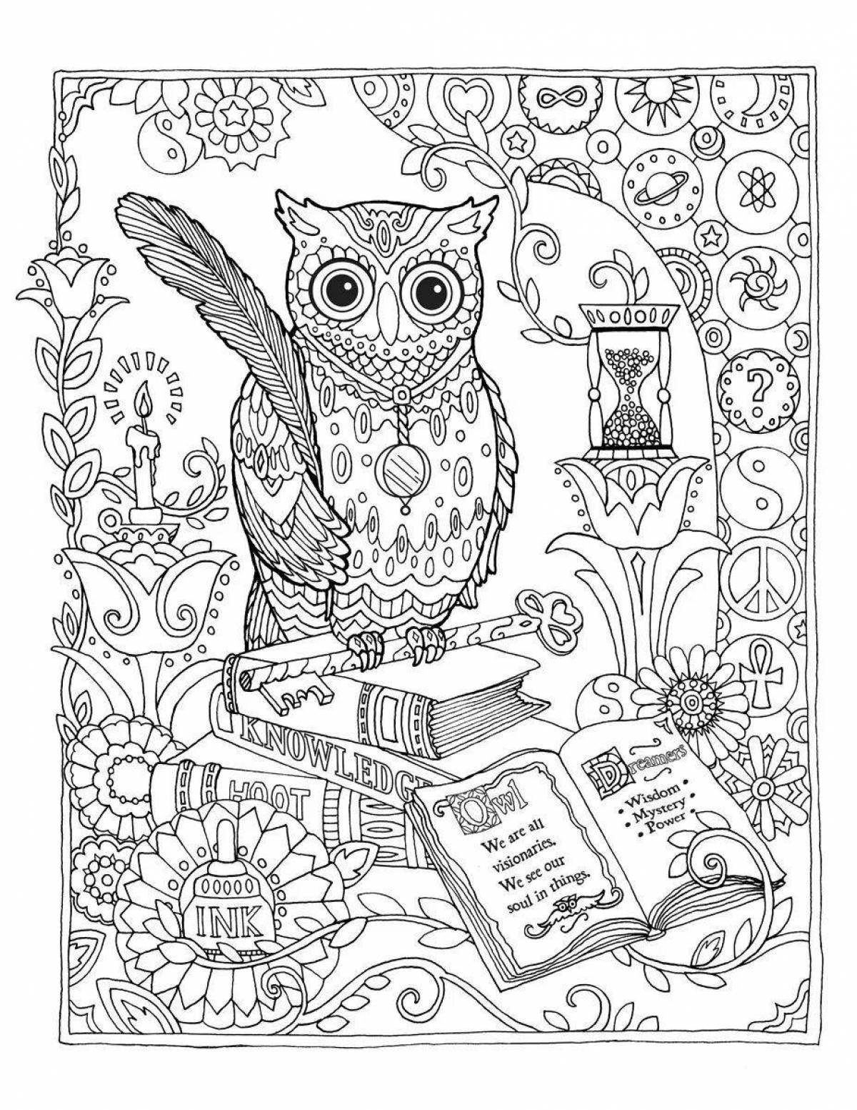 Awesome anti-stress owl coloring pages