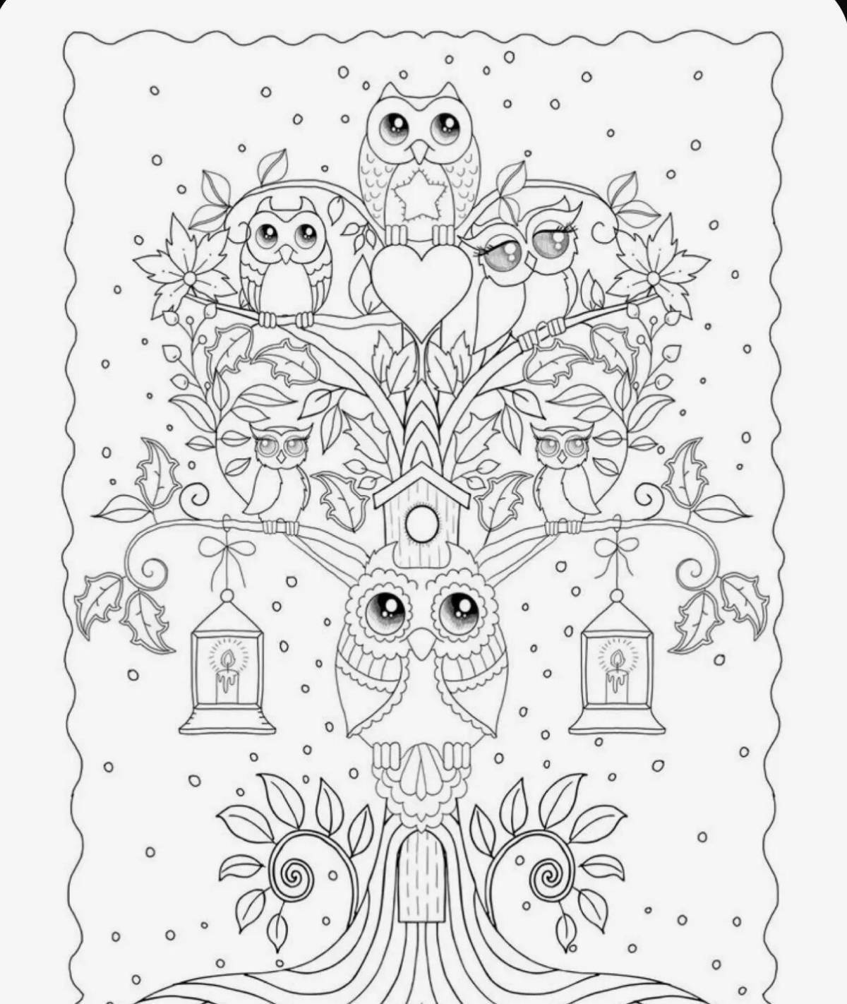 Coloring book wild anti-stress owls