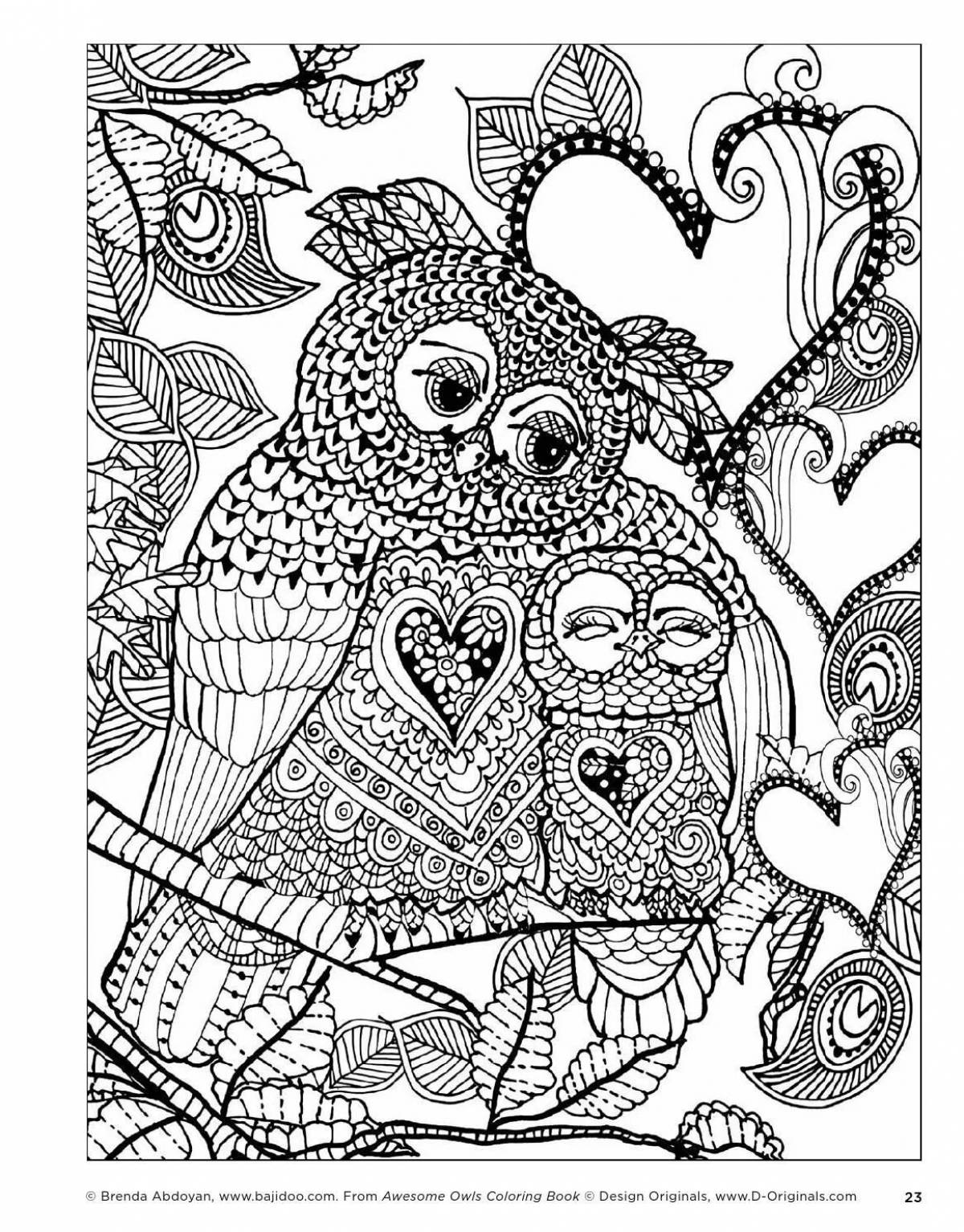 Coloring funny anti-stress owls