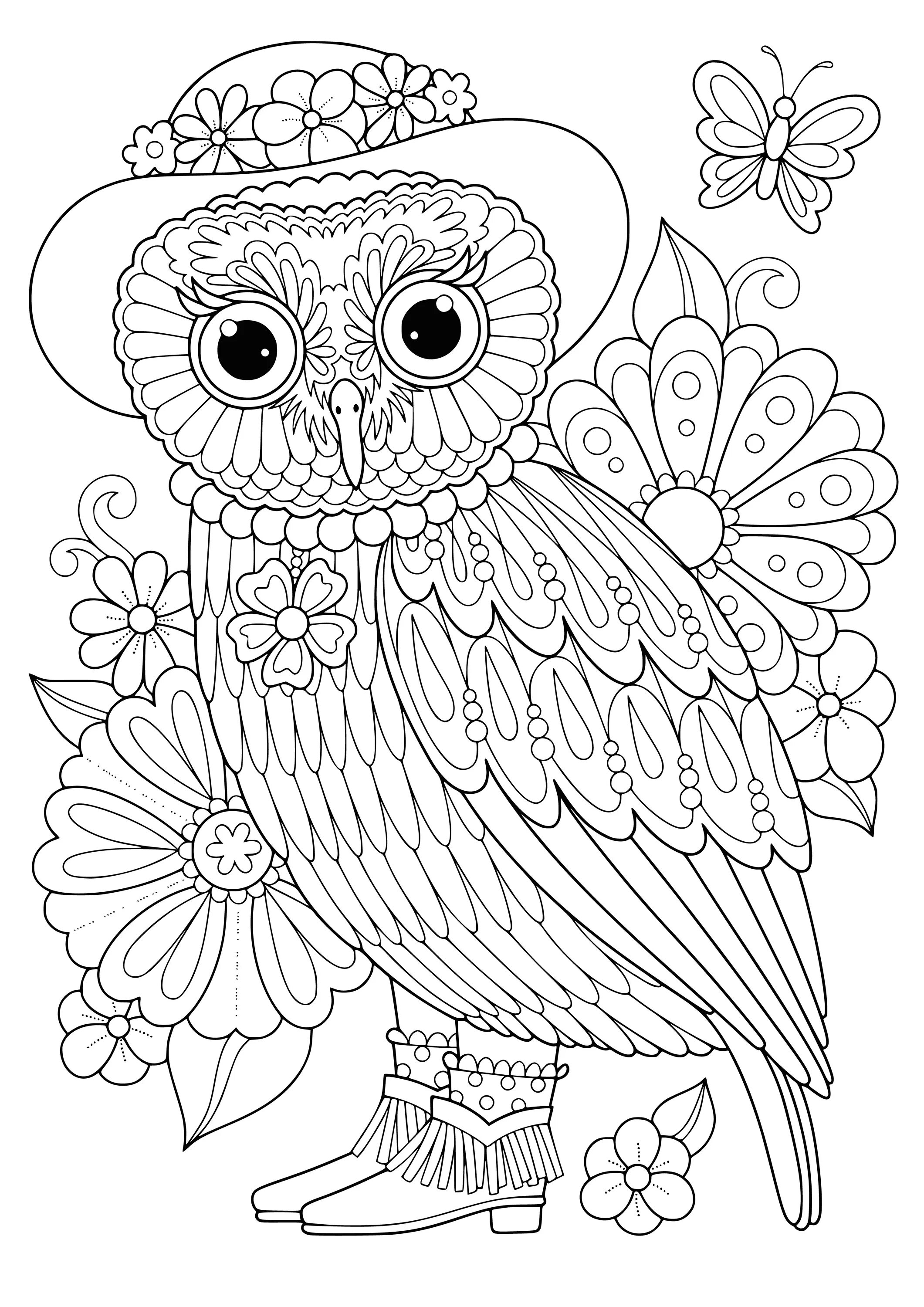 Coloring mystical anti-stress owls