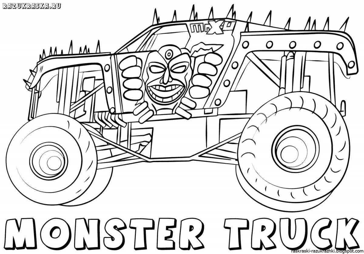Coloring page funny monster tractor