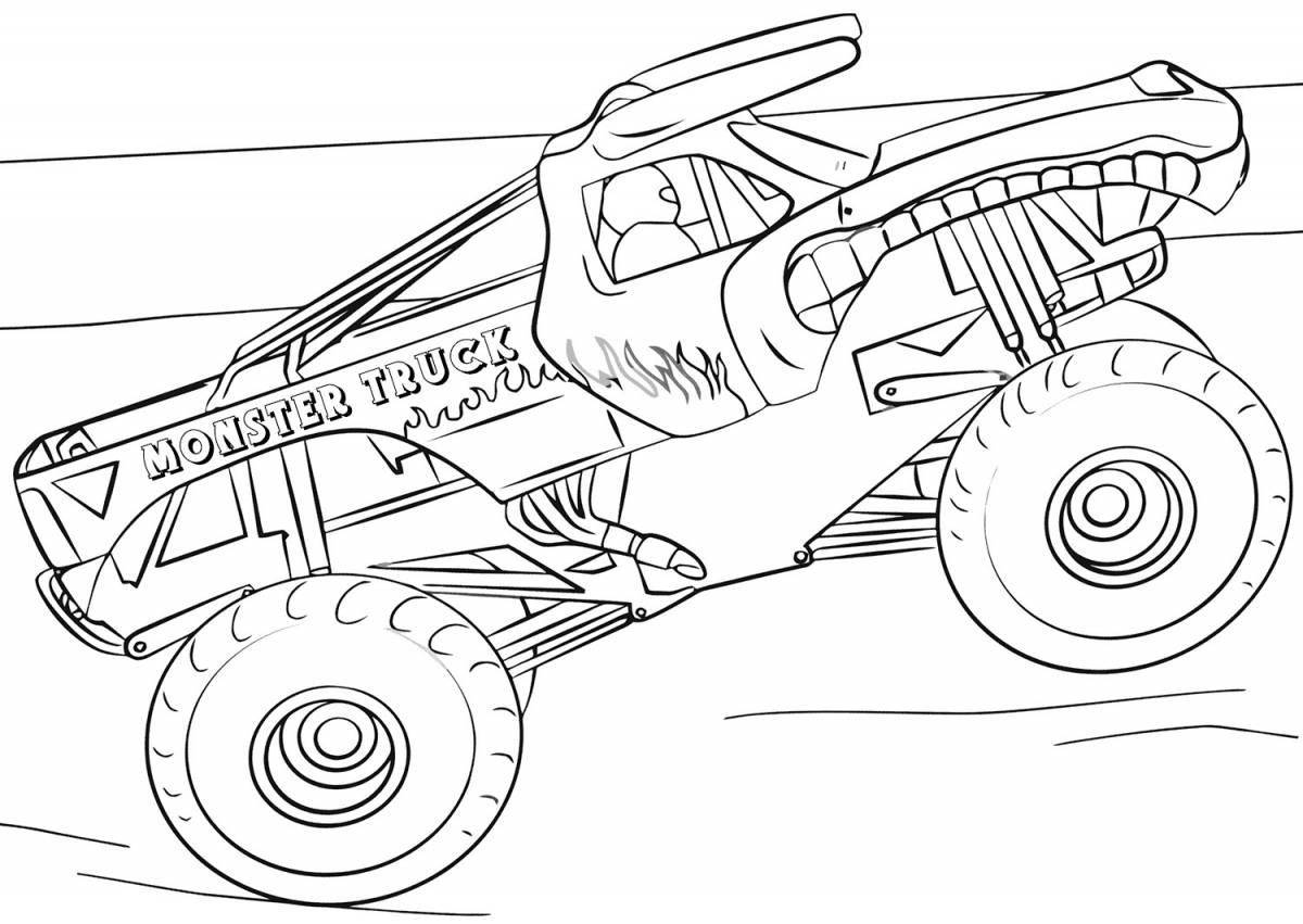 Coloring page happy monster tractor