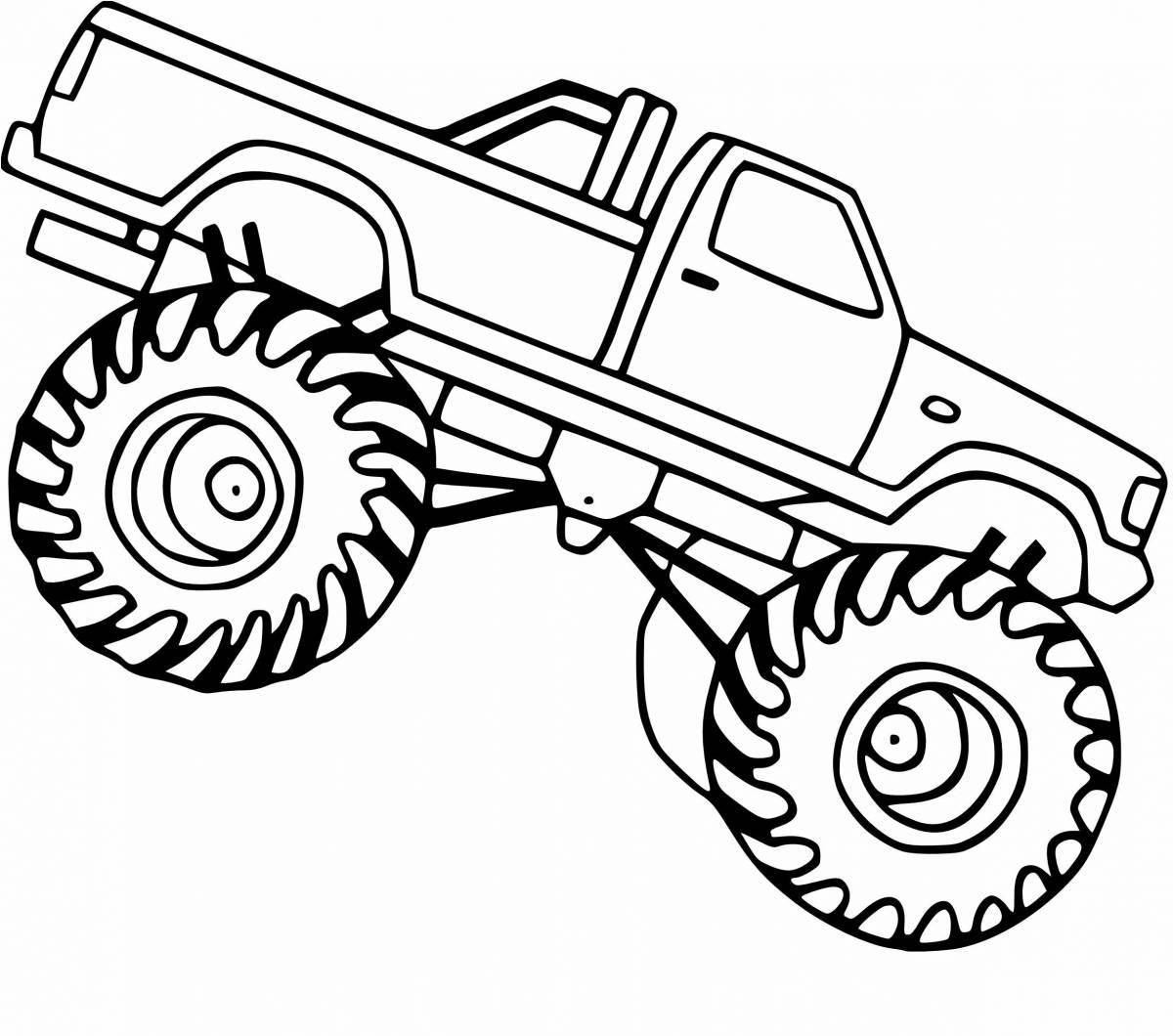 Fun monster tractor coloring page