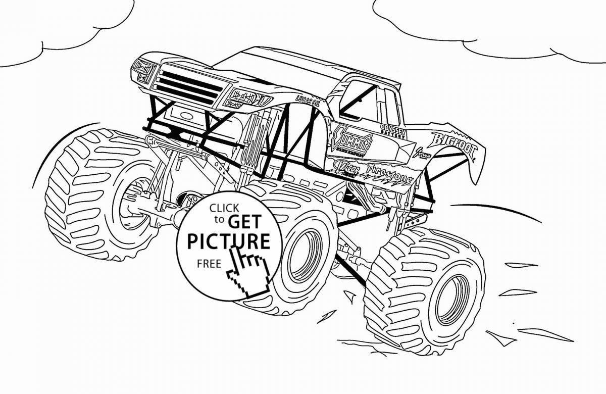 Amazing monster tractor coloring page
