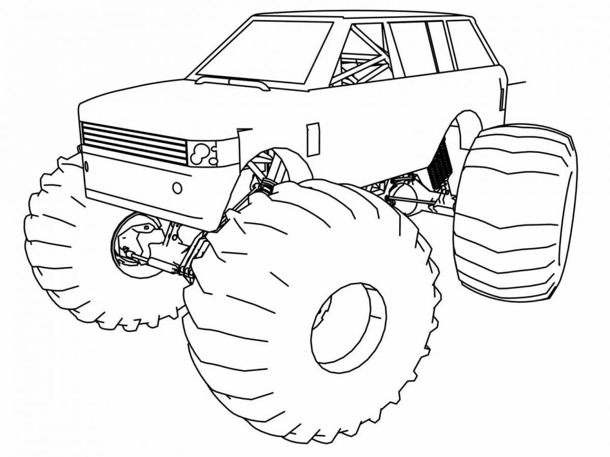 Cute monster tractor coloring page