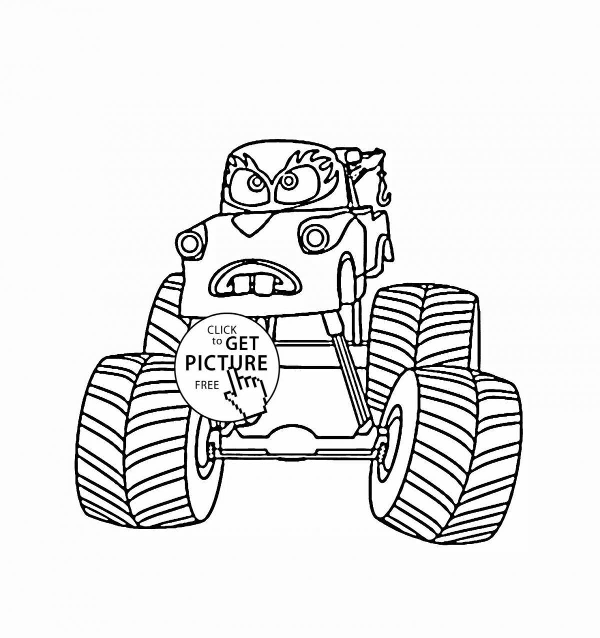Adorable monster tractor coloring page