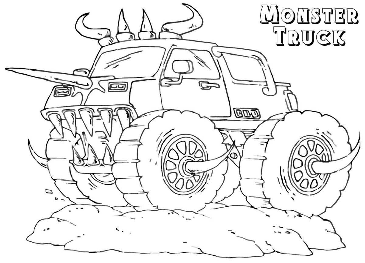 Awesome monster tractor coloring page