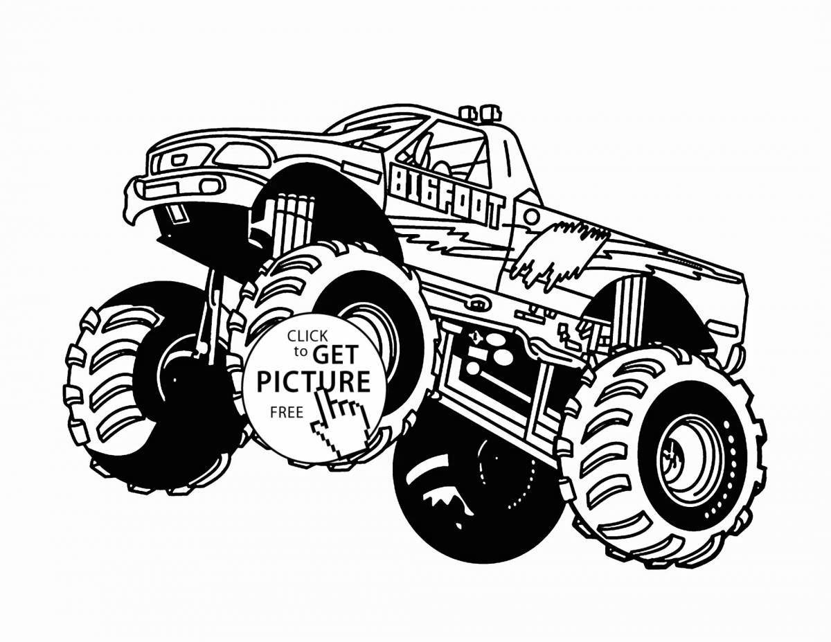 Gorgeous monster tractor coloring page
