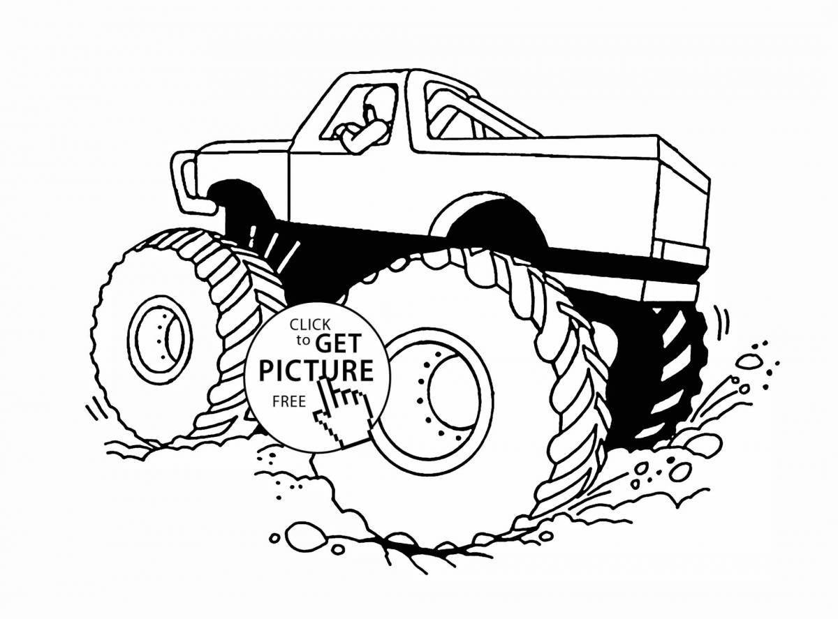 Coloring book outstanding monster tractor