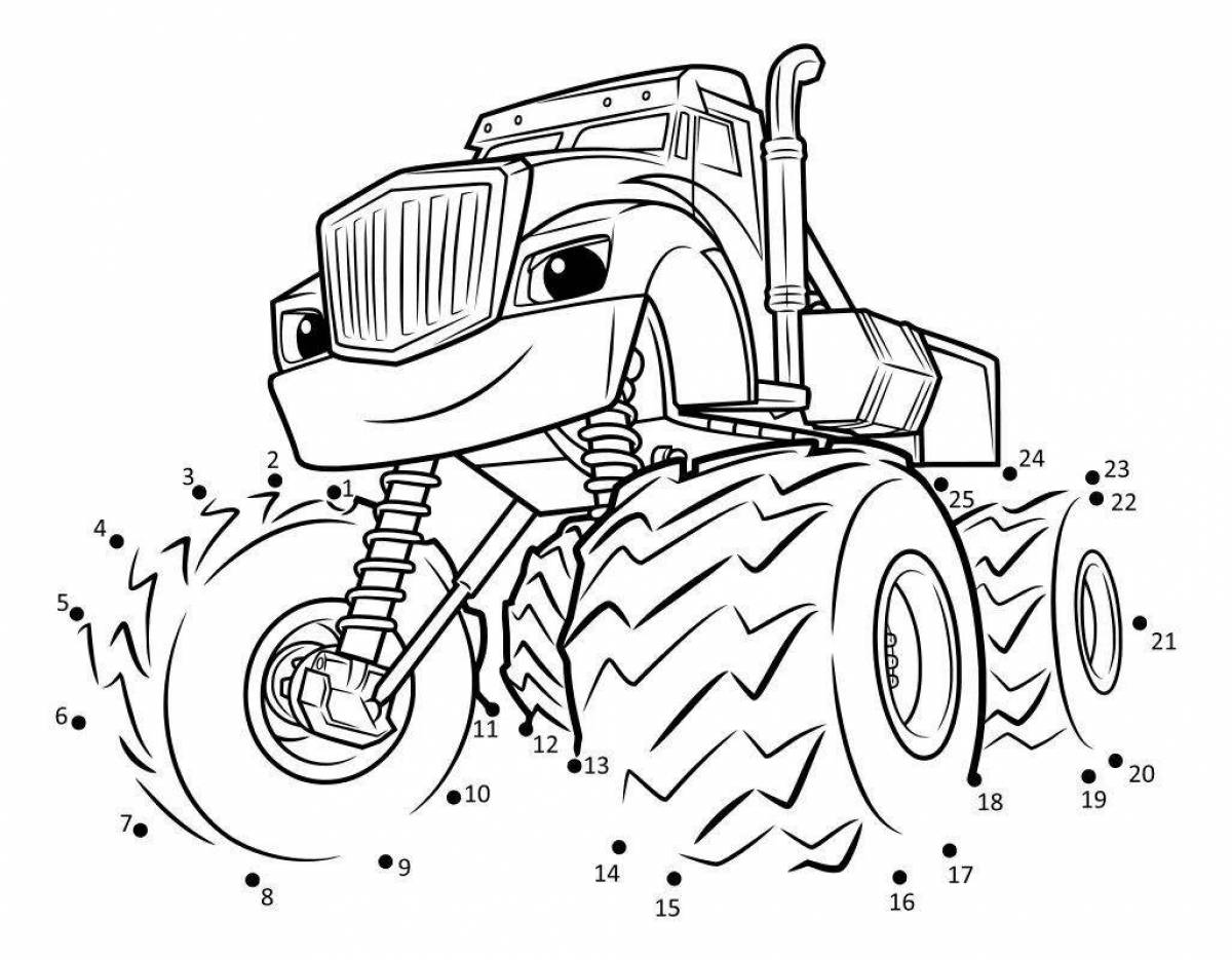 Впечатляющая страница раскраски трактора-монстра