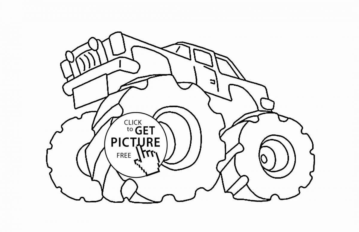 Dynamic monster tractor coloring page