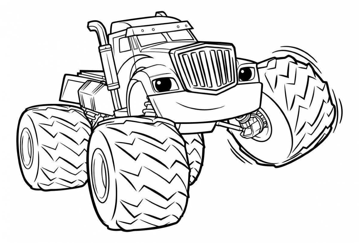 Привлекательная страница-раскраска «трактор-монстр»