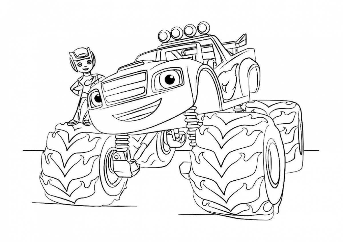 Dazzling monster tractor coloring page