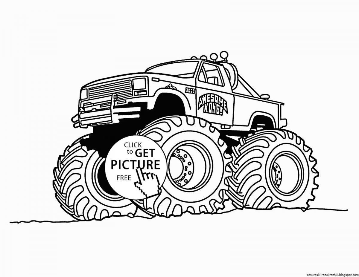 Coloring page shining monster tractor
