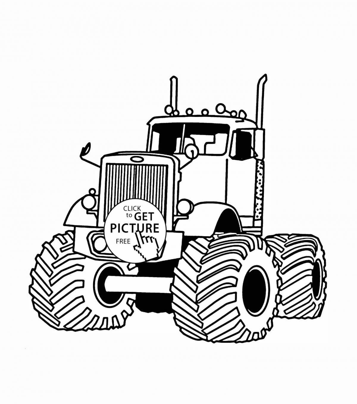 Shiny monster tractor coloring page