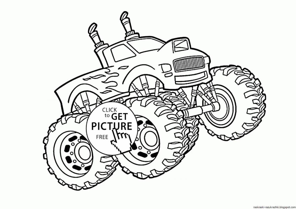 Яркая раскраска трактор-монстр
