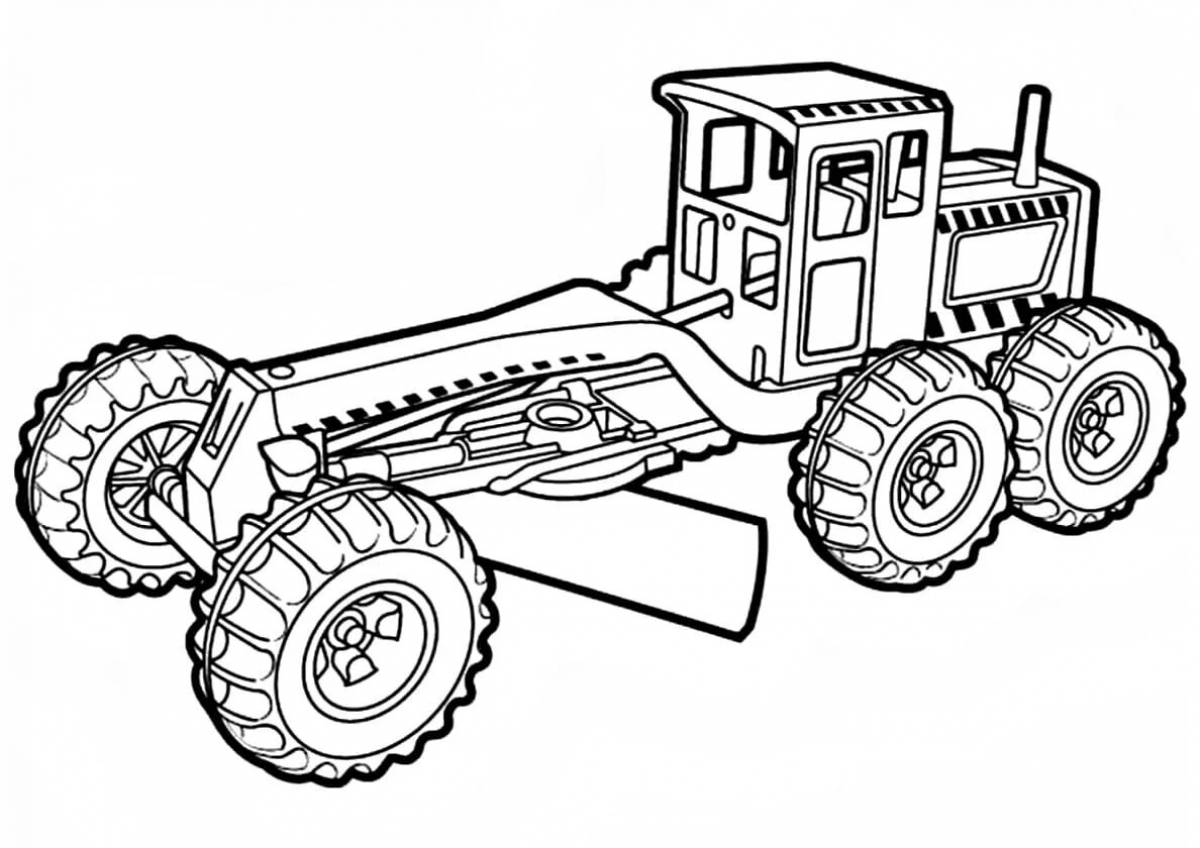 Monster tractor coloring page filled with colors