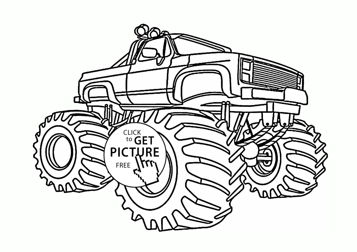 Colorful monster tractor coloring page