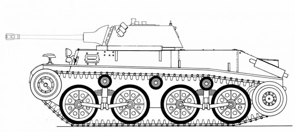 Раскраска веселый танк т35