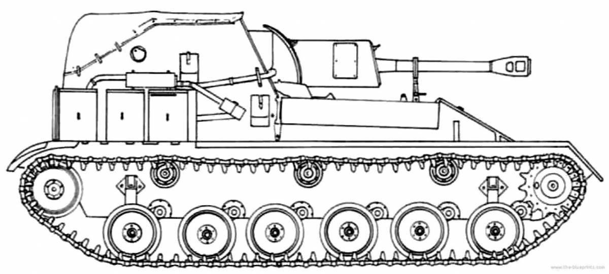 Раскраска милый танк т35