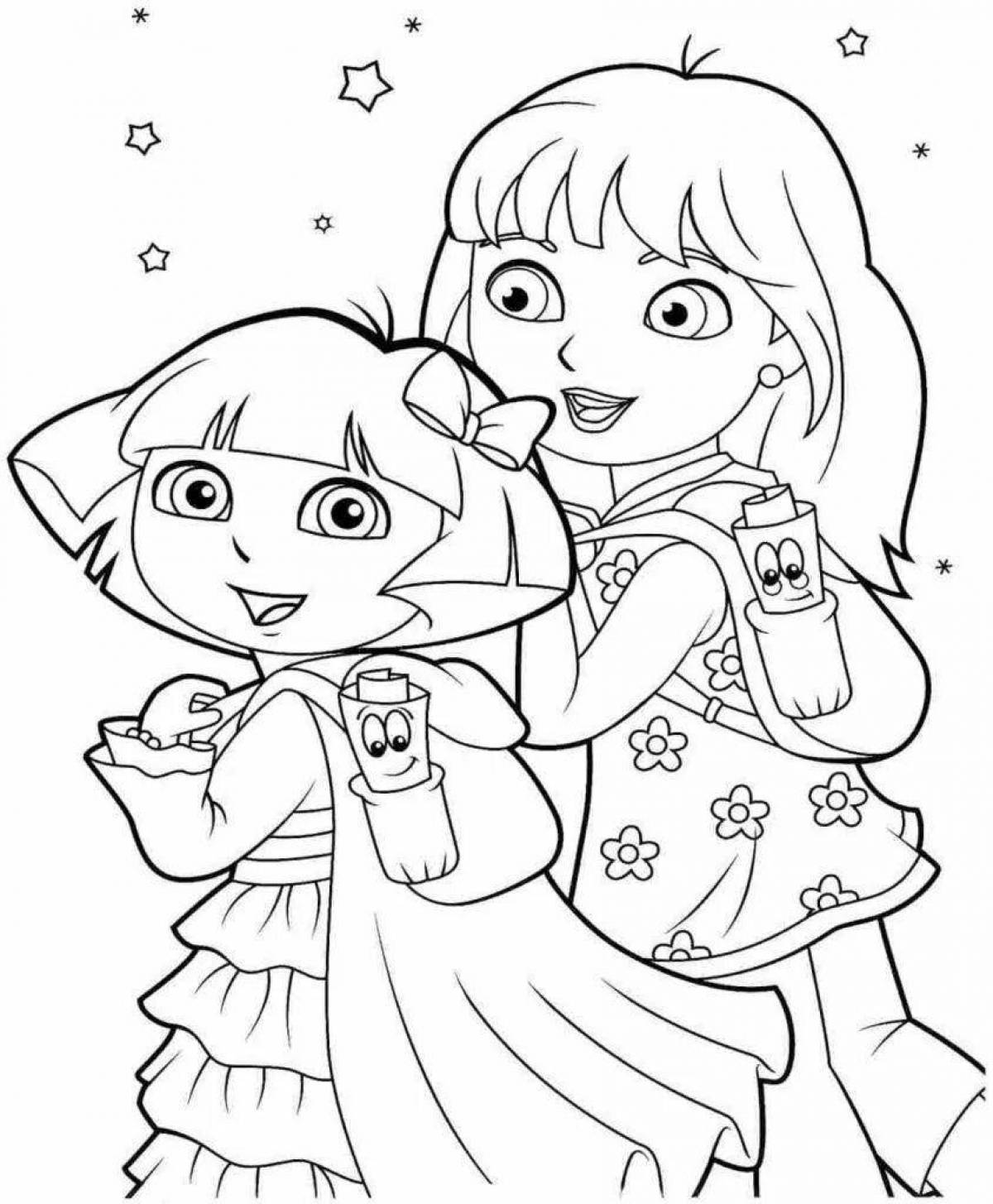 Colorful dasha doshik coloring book