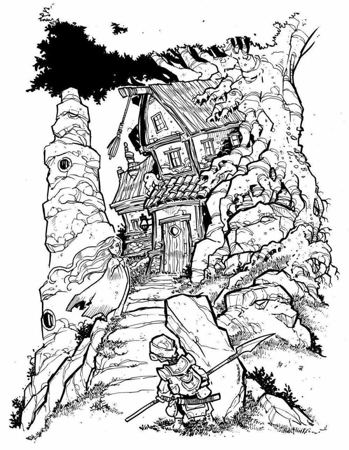 Coloring page spooky abandoned house