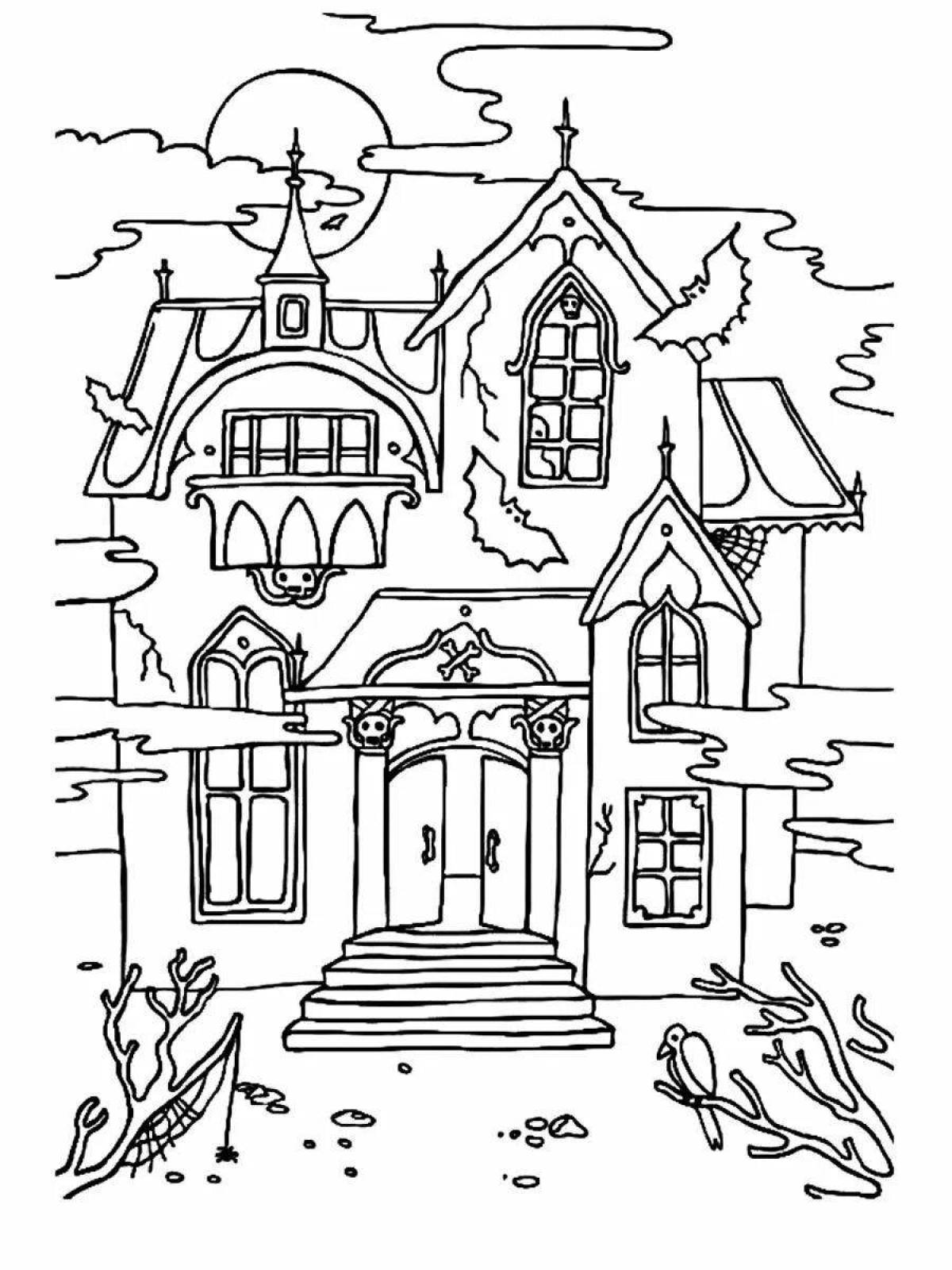 Coloring page sad abandoned house