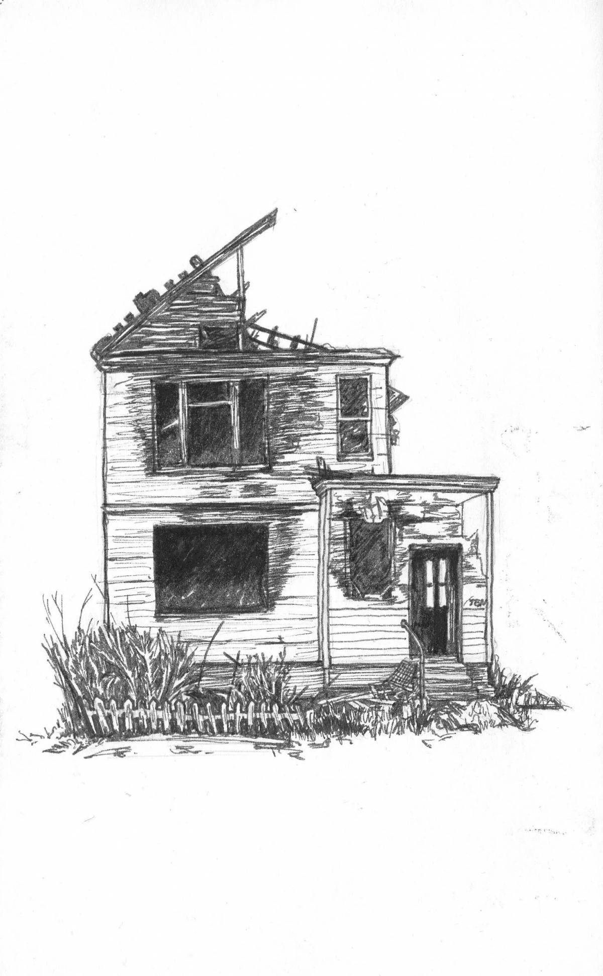 Coloring page uninhabited abandoned house