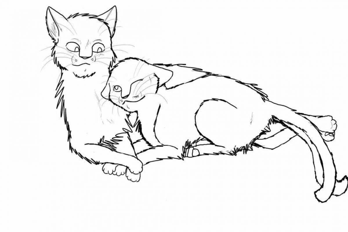 Coloring page elegant warrior cats