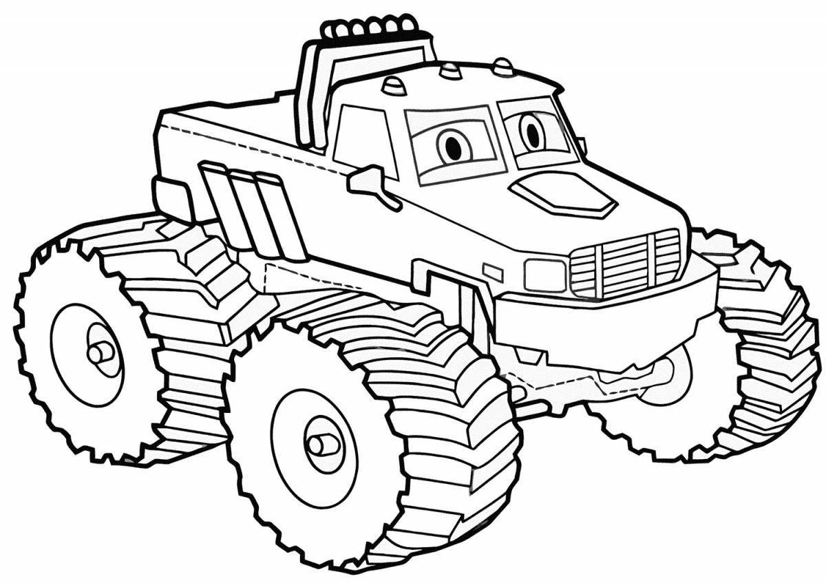 Color-brilliant monster track coloring page