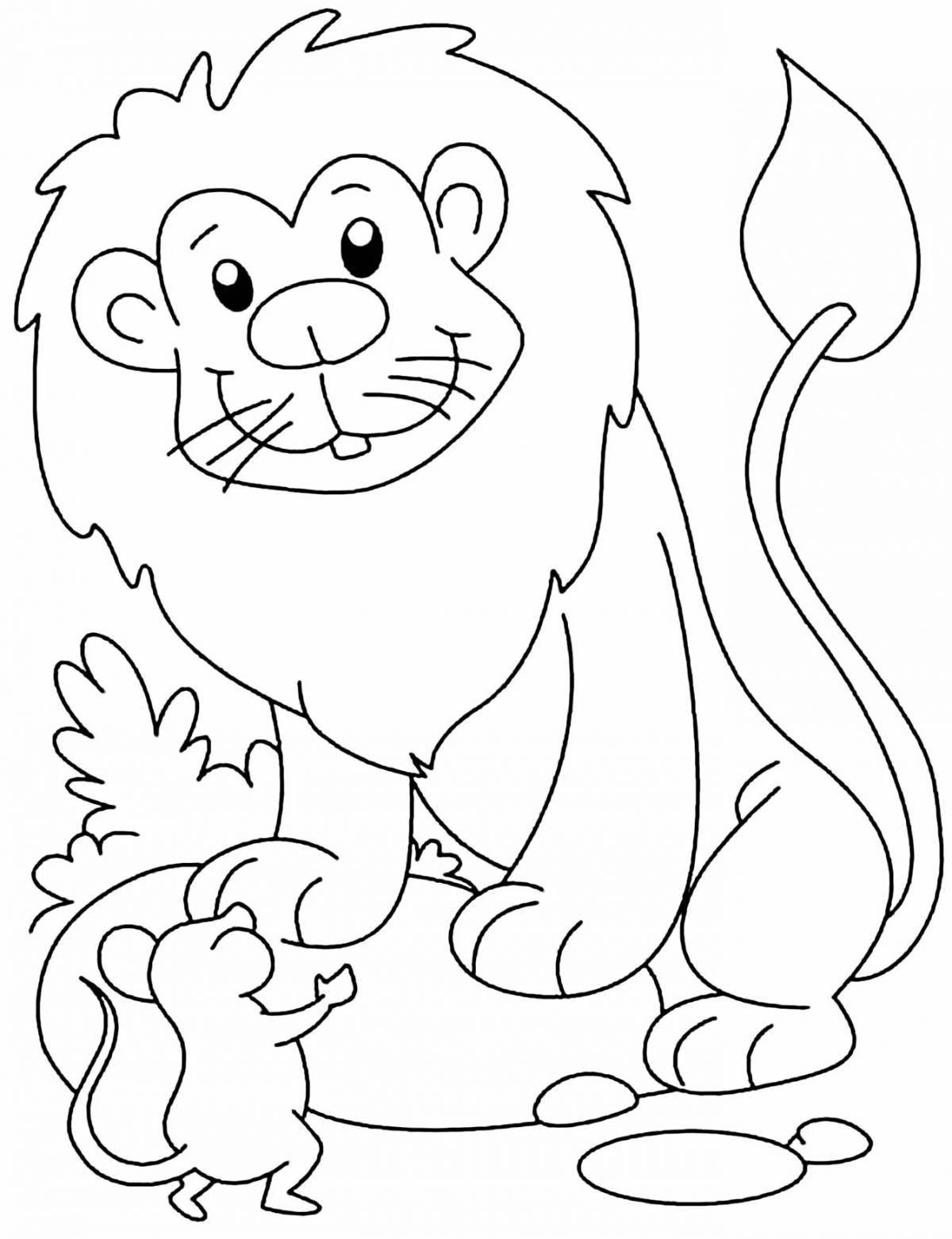 Cute fat lion coloring book