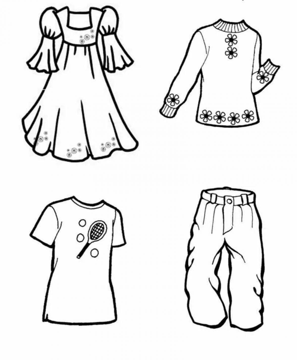 Coloring page with showy clothes