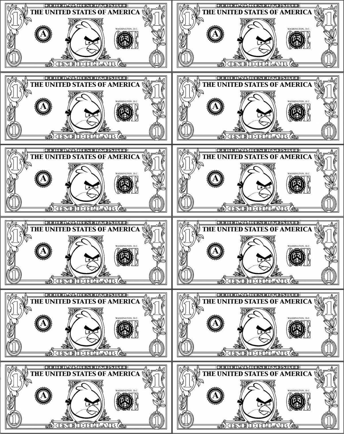 Glittering Russian money coloring page