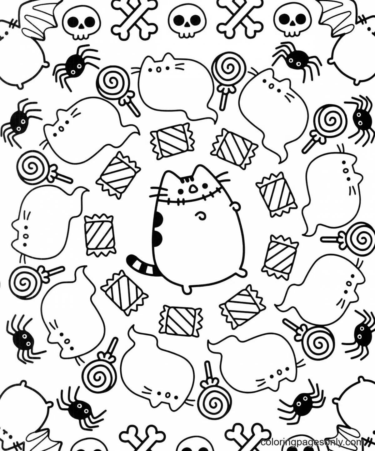 Сладкие стикеры pusheen раскраски