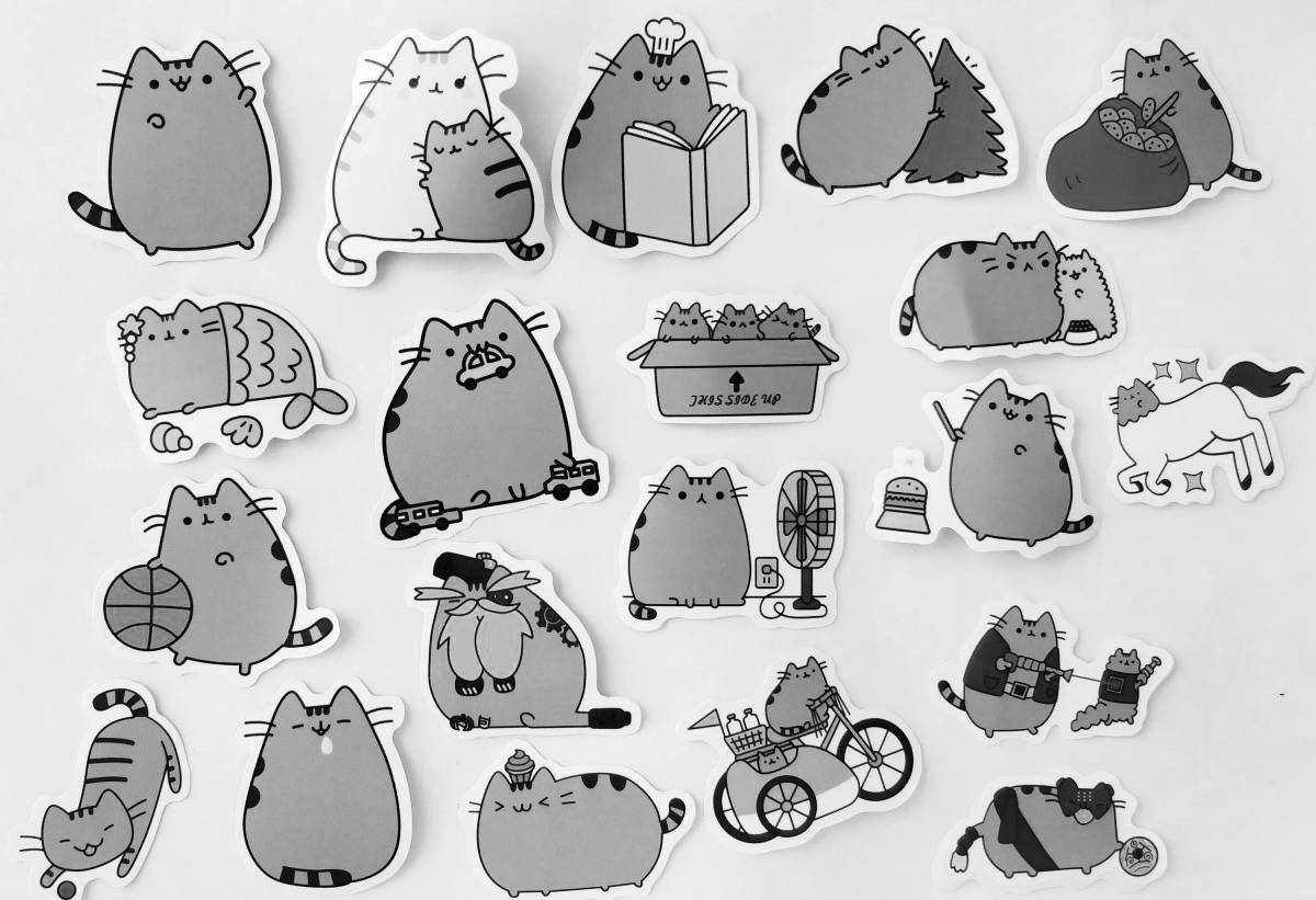Colouring adorable pusheen stickers
