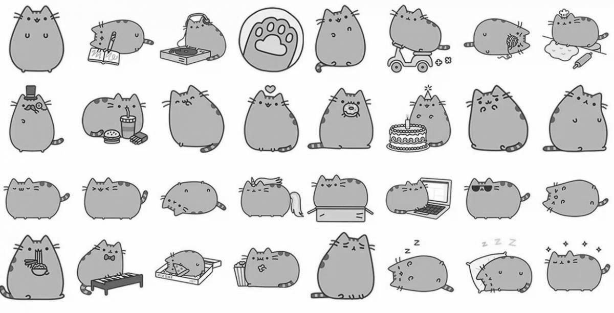 Coloring cute pusheen stickers