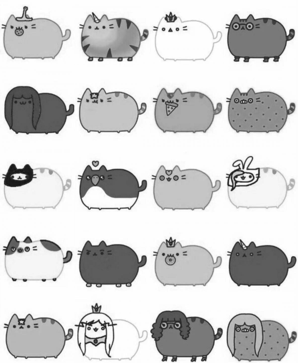 Славные стикеры pusheen раскраски